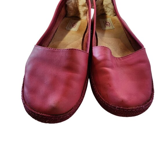 UGG Shoes Womens 8 Casual Comfort Slip On Loafer Flats 1005804 Pink Leather - Picture 2 of 8